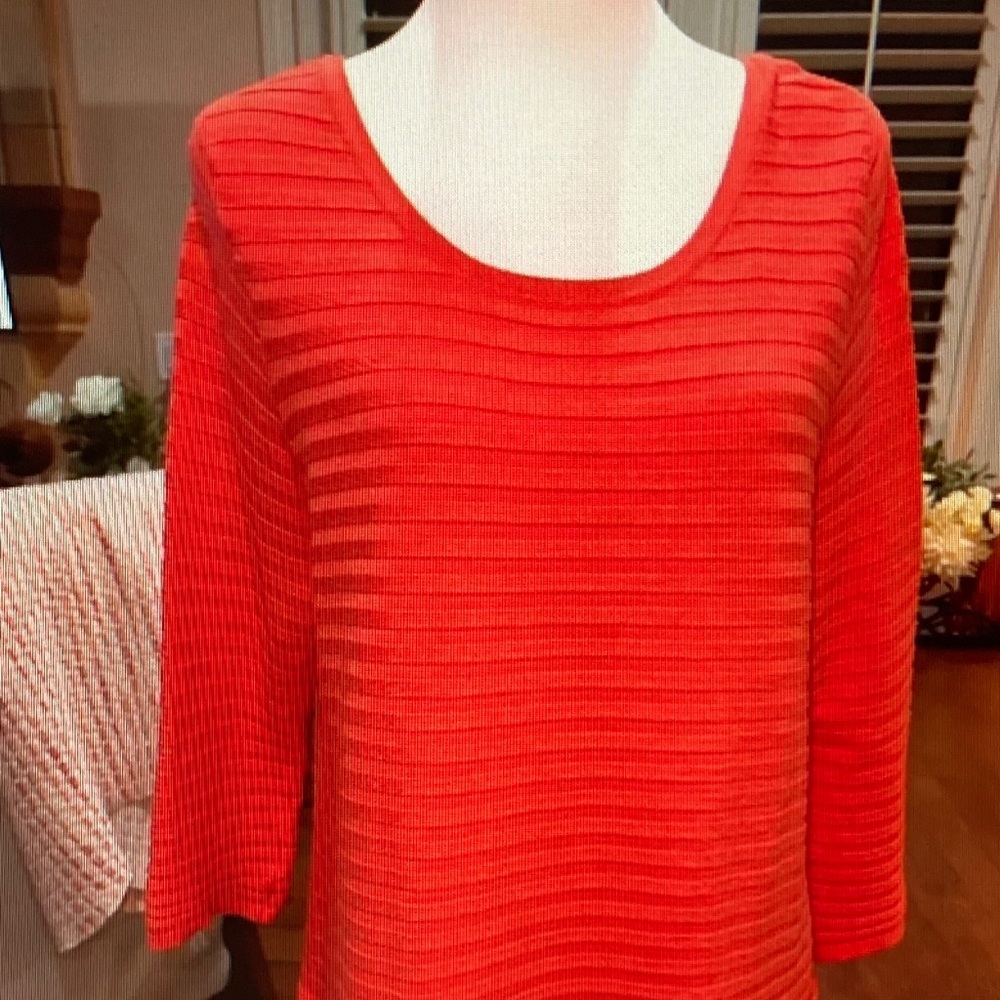 Lane Bryant Bright Red Ribbed Scoop Neck Sweater
